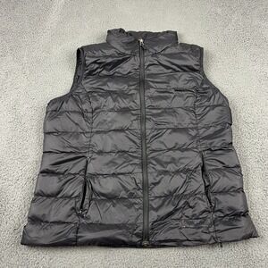 Eddie Bauer Down Vest Womens Extra Large Black Full Zip EB650 Filled Puffer