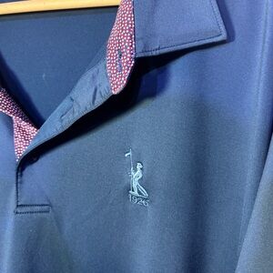 Peter Millar Blue and Red Polo Shirt with Geometric Collar
