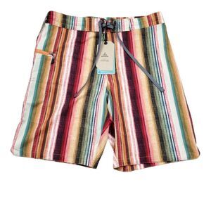 Prana Fenton Boardshorts Men's Size 30 9" Inseam Baja Colorful Striped Swim