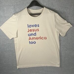 Loves Jesus and America Too Women's Tshirt Size XL Short Sleeve Dean Clothing Co