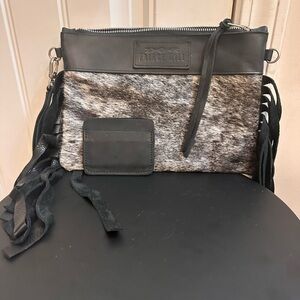 Fringe hill Black and white Crossbody Bag with fringe