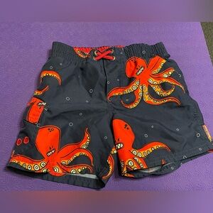 Oshkosh Navy Swim Shorts with Red Octopus Print 2T