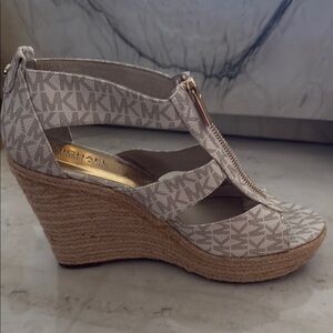 Michael Kors Cream Wedge Sandals with Ankle Strap worn once!